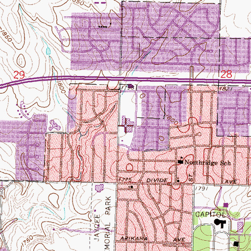 Topographic Map of Northbrook Shopping Center, ND