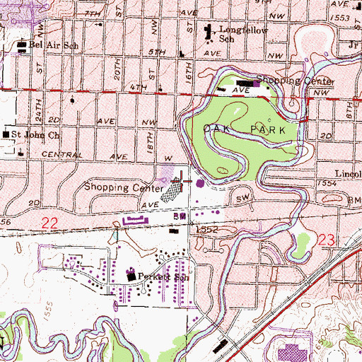Topographic Map of Arrowhead Shopping Center, ND
