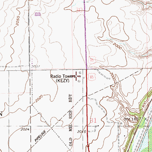 Topographic Map of KEYZ-AM (Williston), ND