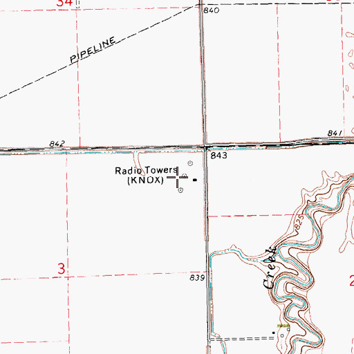 Topographic Map of KNOX-AM (Grand Forks), ND
