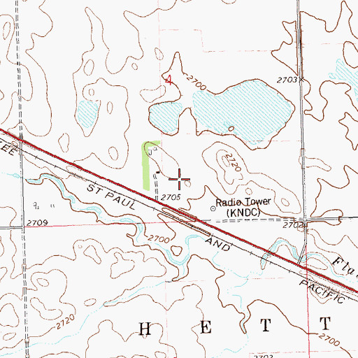 Topographic Map of KNDC-AM (Hettinger), ND