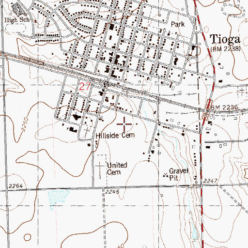 Topographic Map of KTGO-AM (Tioga), ND