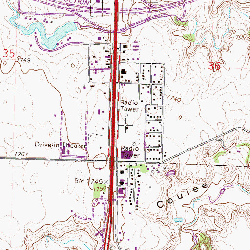 Topographic Map of KCJB-AM (Minot), ND