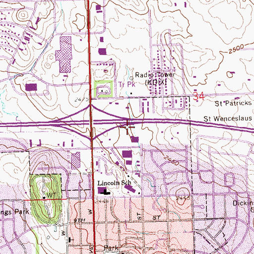Topographic Map of KDIX-AM (Dickinson), ND