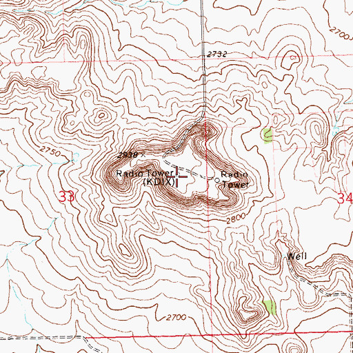 Topographic Map of KDIX-TV (Dickinson), ND