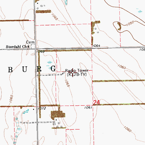 Topographic Map of KXJB-TV (Valley City), ND