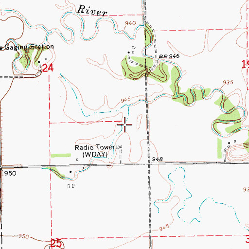 Topographic Map of WDAY-TV (Fargo), ND