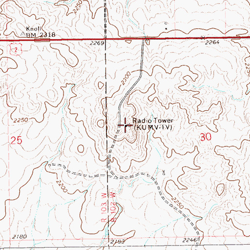 Topographic Map of KUMV-TV (Williston), ND