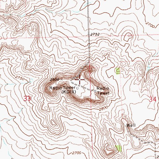 Topographic Map of KDSE-TV (Dickinson), ND