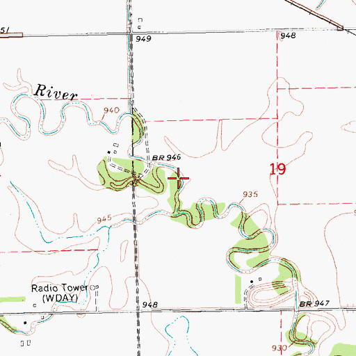 Topographic Map of KFME-TV (Fargo), ND