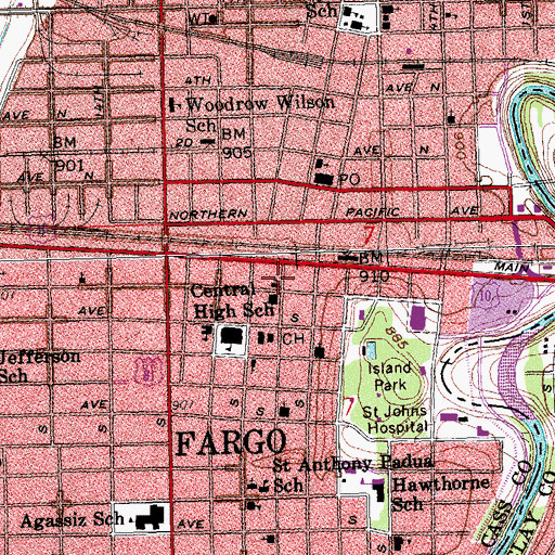 Topographic Map of KVNJ-TV (Fargo), ND