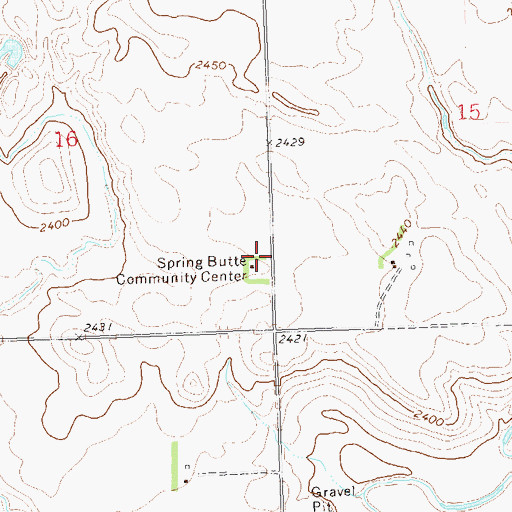Topographic Map of Spring Butte School, ND