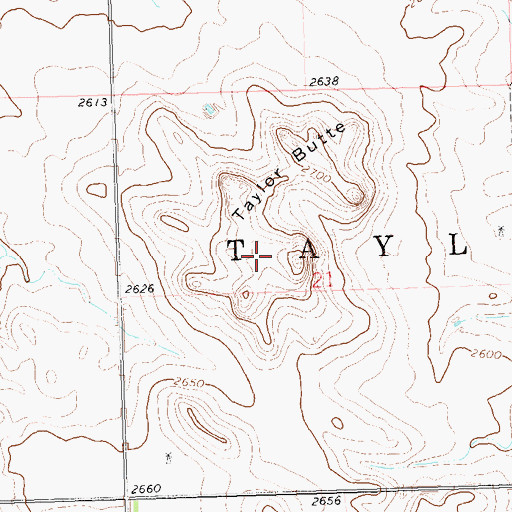 Topographic Map of Taylor Butte School, ND