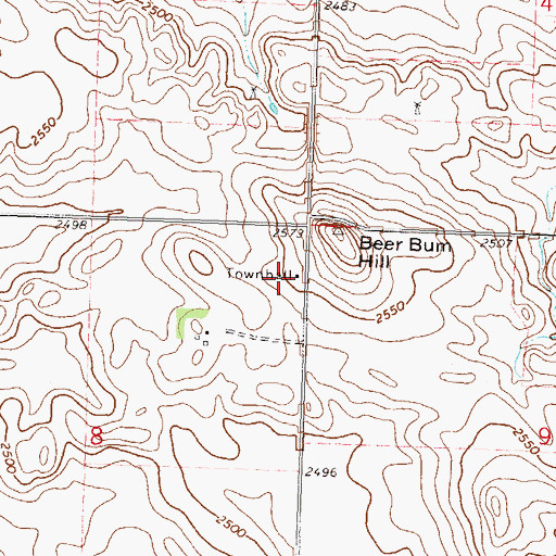Topographic Map of Pretty Rock School, ND