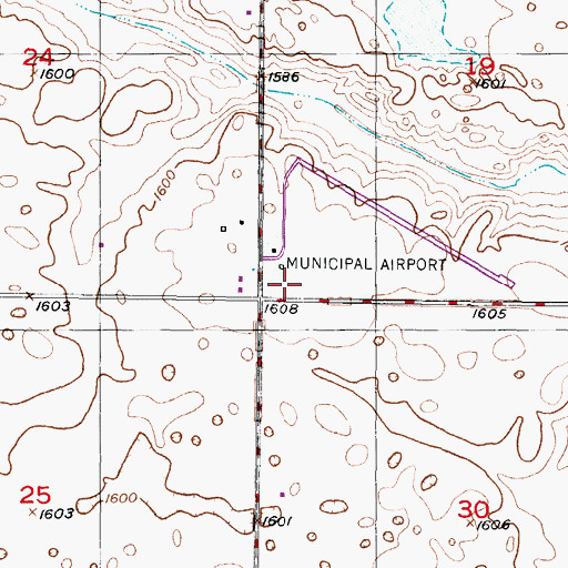 Topographic Map of Harvey Municipal Airport, ND