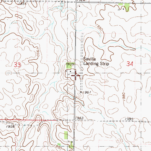 Topographic Map of Saville Private Airport, ND