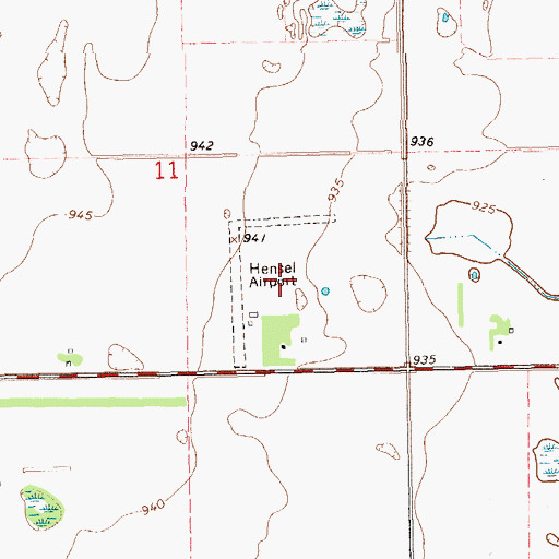 Topographic Map of Hensel Airport (historical), ND