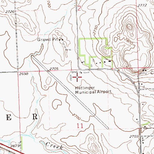 Topographic Map of Hettinger Municipal Airport, ND