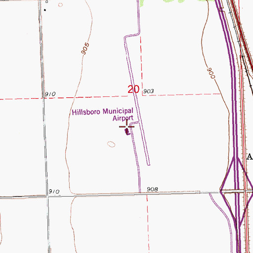 Topographic Map of Hillsboro Municipal Airport, ND