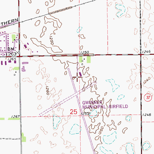 Topographic Map of Gwinner-Roger Melroe Field, ND