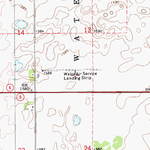 Topographic Map of Walts Air Service Landing Strip (historical), ND