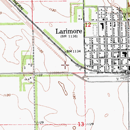 Topographic Map of Larimore Municipal Airport, ND
