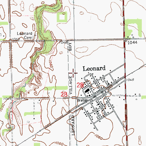 Topographic Map of Leonard Municipal Airport (historical), ND