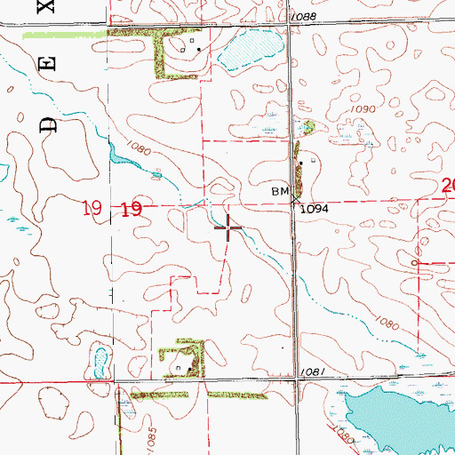 Topographic Map of Tesch Strip (historical), ND