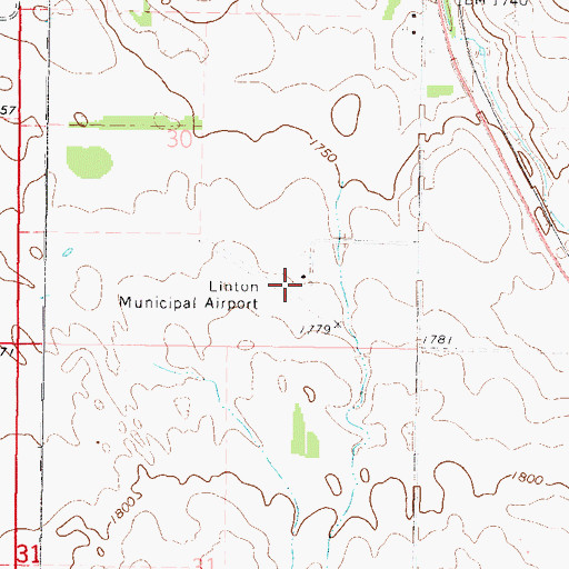 Topographic Map of Linton Municipal Airport, ND
