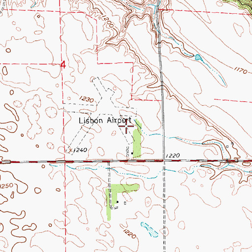 Topographic Map of Lisbon Municipal Airport, ND