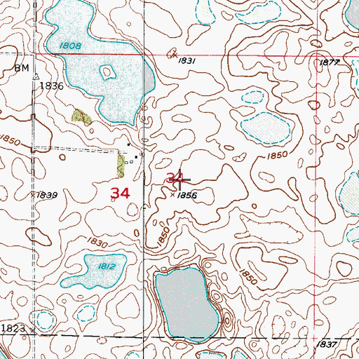 Topographic Map of Rau Field, ND
