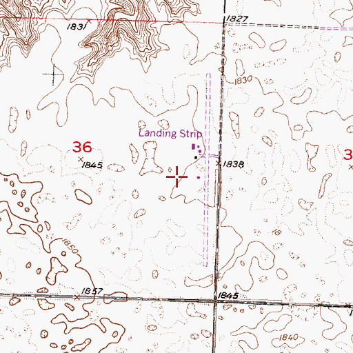 Topographic Map of Flying S Ranch Airport, ND