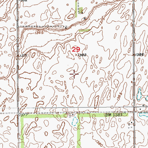 Topographic Map of Pfeifer Airstrip (historical), ND
