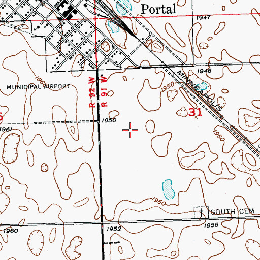 Topographic Map of Portal Municipal Airport (historical), ND