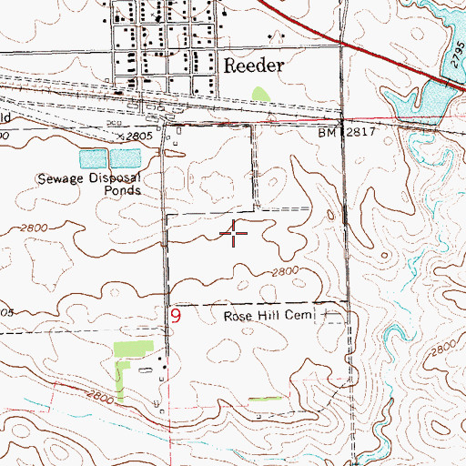 Topographic Map of Reeder Landing Field (historical), ND
