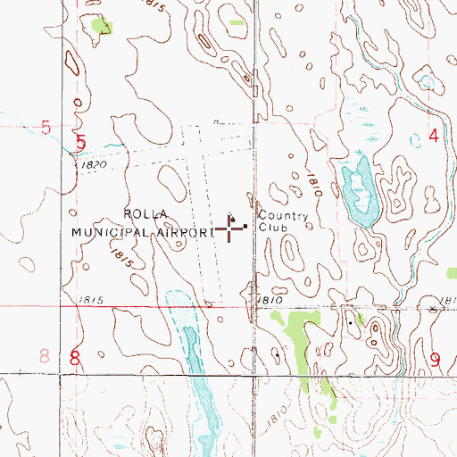 Topographic Map of Rolla Municipal Airport, ND