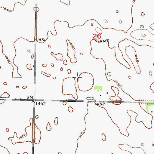 Topographic Map of Rubbert Aerial Landing Strip (historical), ND