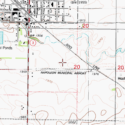 Topographic Map of Napoleon Municipal Airport, ND