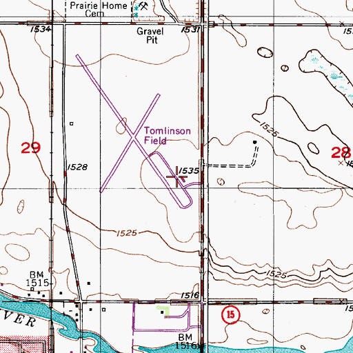 Topographic Map of Tomlinson Field, ND