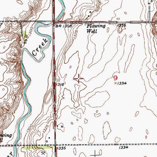 Topographic Map of Oakes Municipal Airport, ND