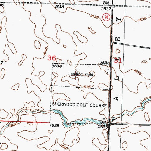 Topographic Map of Sherwood Municipal Airport (historical), ND