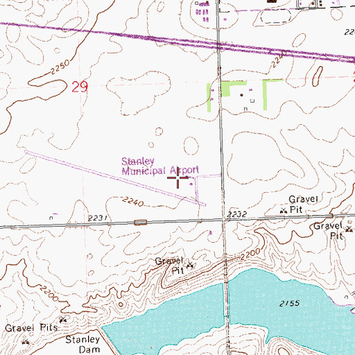 Topographic Map of Stanley Municipal Airport, ND