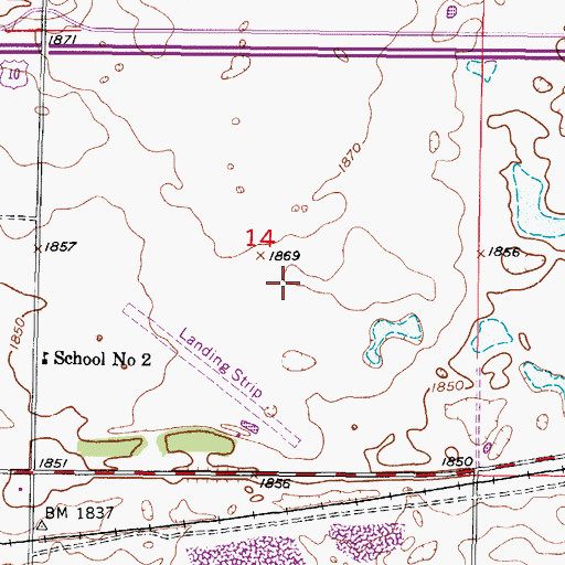 Topographic Map of Steele Municipal Airport (historical), ND