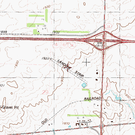 Topographic Map of Tops Airstrip (historical), ND