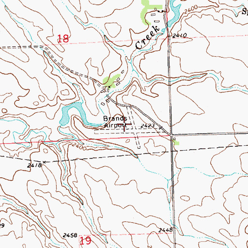 Topographic Map of Brands Airport, ND