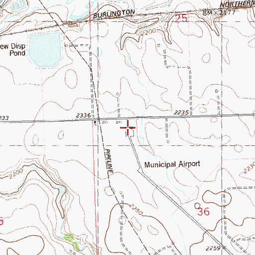 Topographic Map of Tioga Municipal Airport, ND