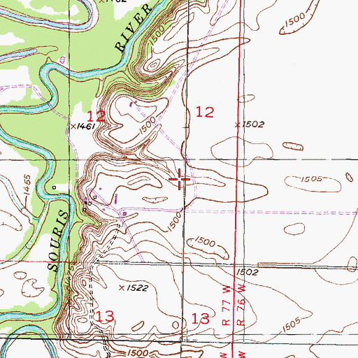 Topographic Map of Leach Ranch Landing Strip (historical), ND