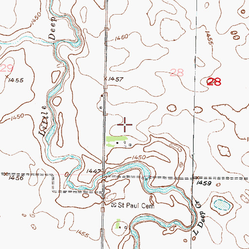 Topographic Map of Pfau Private Airport, ND