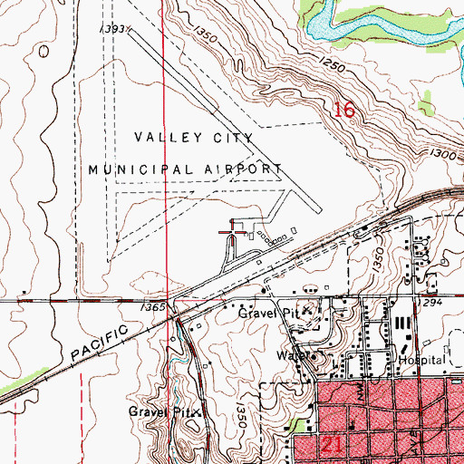 Topographic Map of Barnes County Municipal Airport, ND