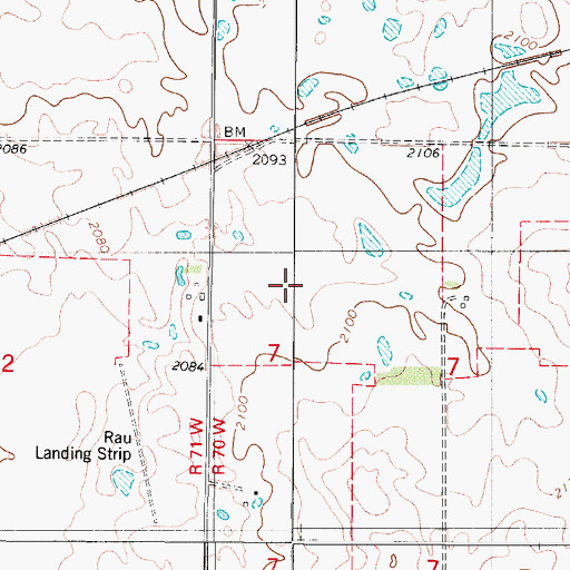 Topographic Map of Rau Field (historical), ND